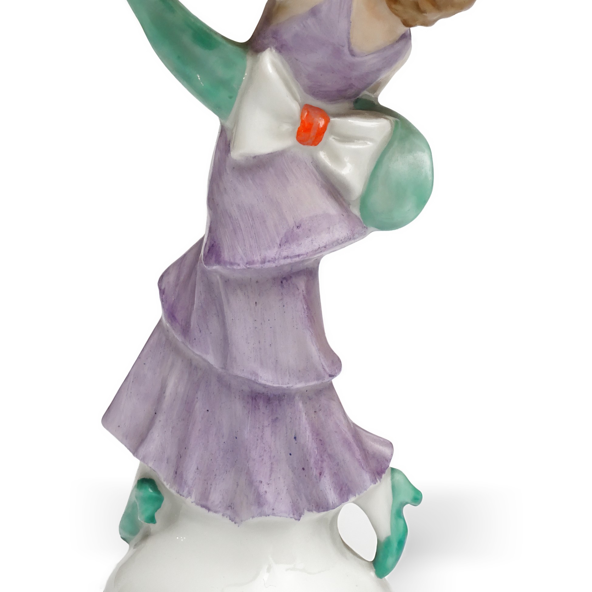 Porzellan-Ballerina-Figurine, Wagner & Apel, Vintage Art Deco, Elegante Tänzerin, Handbemalt